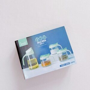 JMdj Fenber Oil & Seasoning 4-Pc Set Oil Pot Seasoning Jars White Green Kitchen